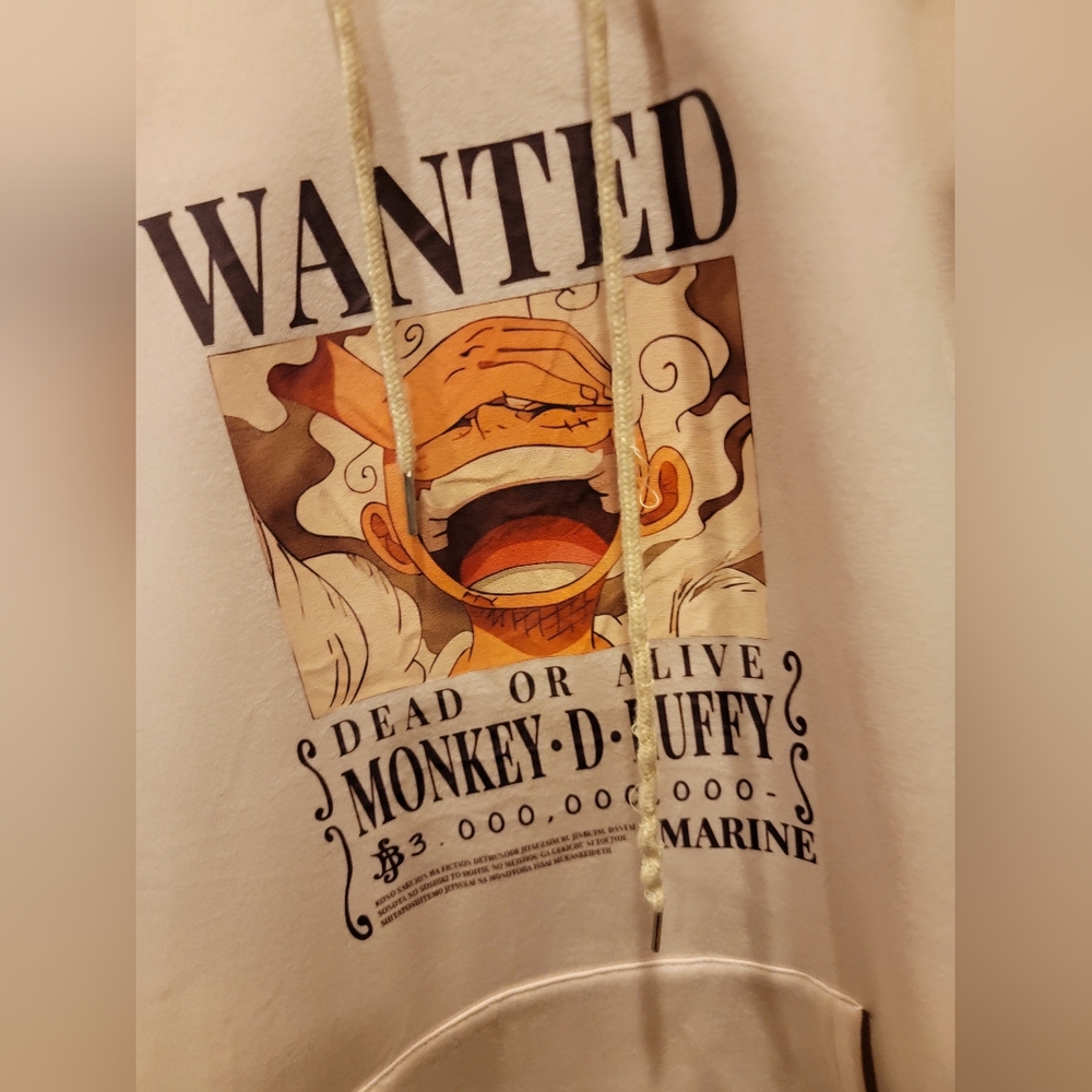 ANIME wanted dead or alive Tan Monkey D Luffy hoodie XL Men women unisex sweatsh